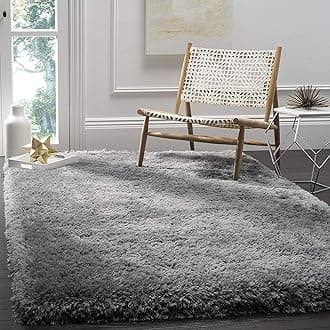 Shag Ultra Soft Square Carpet Plain Fur Rugs Hall and Drawing Room 9x9 Feet Microfiber & Polyster Modern Interior Floor Mat Grey