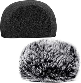Windscreen Microphone Wind Muff, Foam Wind Screen Wind Cover Compatible with Zoom H5 H6 Portable Handy Recorder Furry & Foam 2Pack