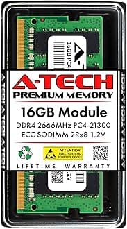 A-Tech 16GB DDR4 2666MHz PC4-21300 ECC SODIMM 2Rx8 Dual Rank 1.2V 260-Pin RAM Memory Upgrade Module for Microserver, Workstation, and Networking Platforms
