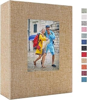 Vienrose Photo Album 4x6 100 Pages Photos Linen Cover Picture Book with Front Window for Baby Wedding Children