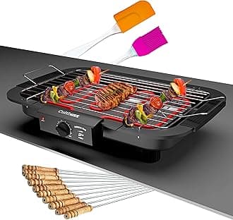 2000 Watt Electric Barbecue Grill Smokeless Portable Free Standing Adjustable Temperature Control Indoor And Outdoor Barbeque Grill For Home Removable Water Filled Drip Tray (Best Bbq, Black)