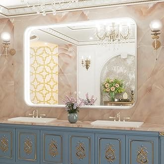 48x36 Inch Silver LED Bathroom Mirror with Lights, Adjustable 3000K/4500K/6000K, Framed Lighted Bathroom Vanity Mirrors for Wall, Anti-Fog, Stepless Dimmable, Memory, Horizontal/Vertical