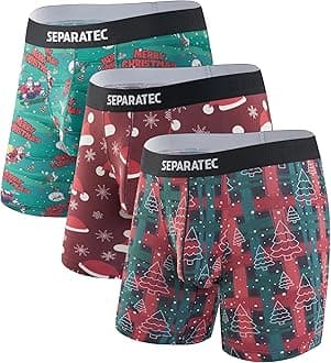 Separatec Christmas Underwear For Men Dual Pouch Boxer Briefs Comfy Soft & Moisture Wicking Rayon From Bamboo Underwear men