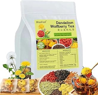 Dandelion Wolfberry Tea, 24 Pcs Natural Kidney& Liver Detox Tea, 8 Chinese He...