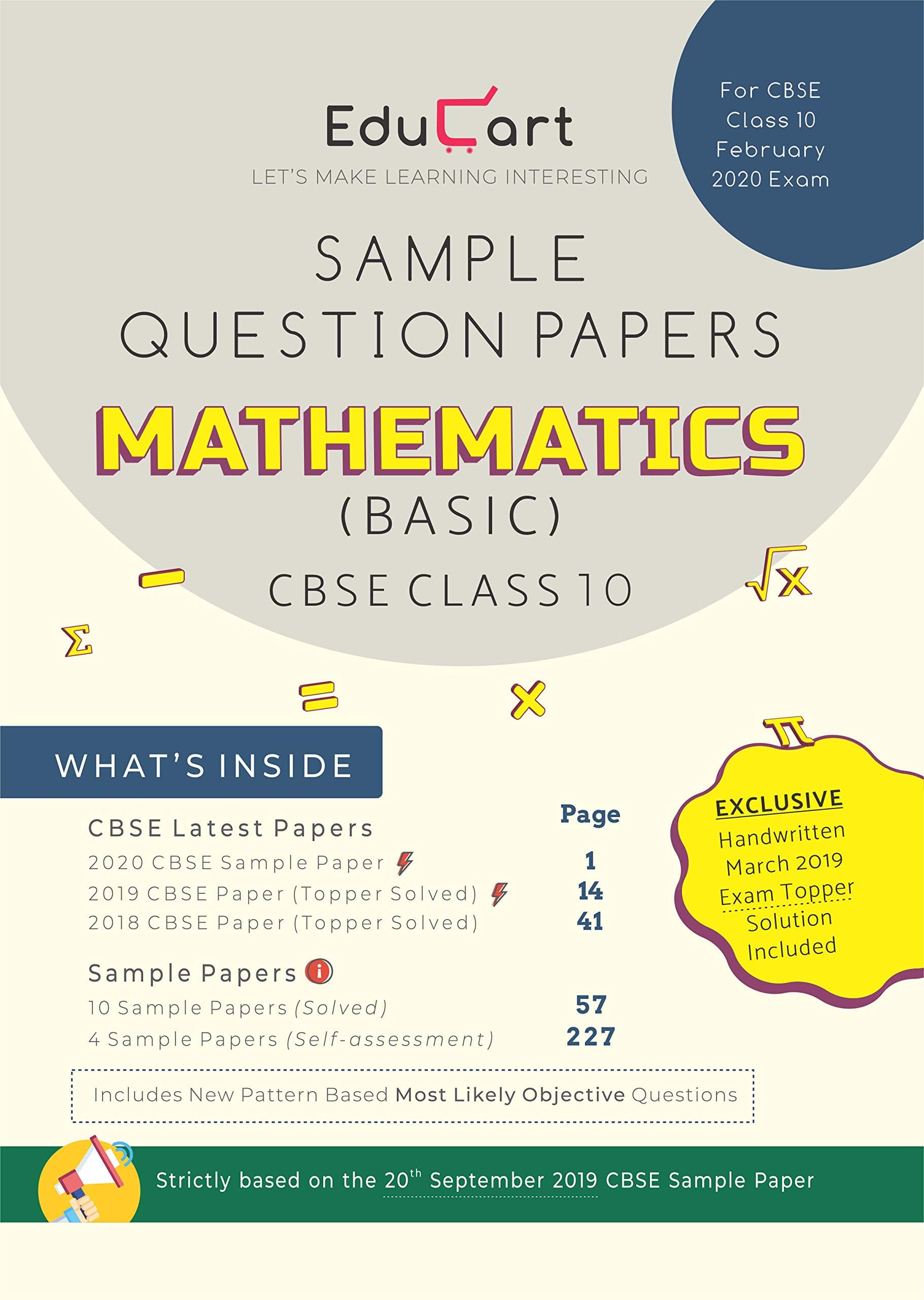 Educart CBSE Sample Question Papers Class 10 Mathematics (Basic)