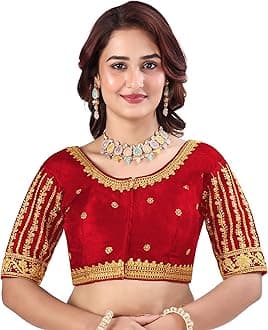 Women's Readymade Blouse Embroidery Multi Coding Gold Thread Indian Ethnic Designer Stitched Readymade Saree Half Sleeve Blouse for Women for Saree Lehenga Choli