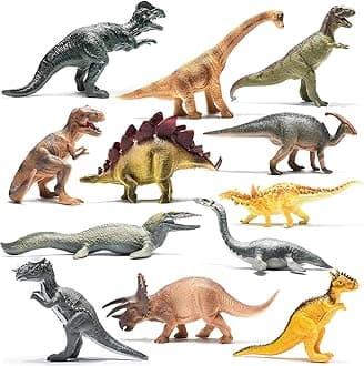 12 Large Realistic 10-Inch Dinosaurs