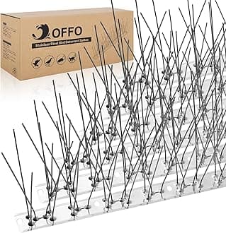 OFFO Bird Spikes Pre-Assembled for Pigeons Birds, Cover 10 Feet Durable Bird Spikes with Stainless Steel for Fence Roof Mailbox Window