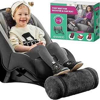 Car Seat Foot Rest for Kids | Car Seat Accessories | Leg Rest for Car Seat Kids | Car Foot Rest with Extra Long Straps Adjusts to Any Carseat Or Toodlers Booster Seat Black Leather by SWANOO