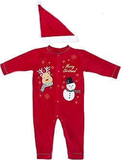 Just Love Christmas Coverall for Baby & Infant with Matching Santa Hat