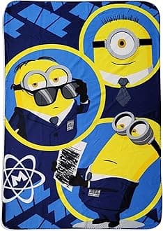 Royal Boys Girls Cozy Fleece Throw Blanket with Extra Soft Fun Design (Minion 2)