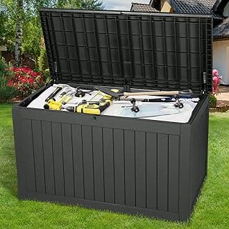 YITAHOME 230 Gallon Large Outdoor Storage XXL Deck Box for Patio Furniture, Outdoor Cushions, Garden Tools and Sports/Pools Equipment, Waterproof Resin, Lockable, Black