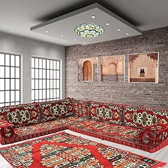 Arabian style corner sofa floor cushions majlis seating bohemian furniture bench cushions / SHI_C225