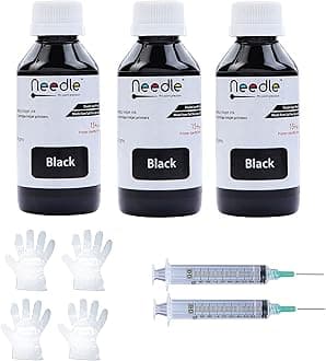 Needle 3x100gms Cartridge Refill Ink | Made in India | Compatible with Inkjet Printers | Easy Ink Refilling Solution (Black)