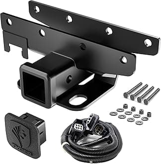 TYGER Towing Combo: 2inch Receiver Hitch & Wiring Harness & Hitch Cover Fits 2007-2018 Wrangler JK 2Dr & 4Dr (Exclude 2018 JL Models)