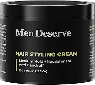 Men Deserve - Hair Styling Cream (100g) | Provides Medium Hold & Nourishment | Paraben & Sulphate Free | Non-Greasy Hair Cream With Olive Oil, Coconut Oil, & Keratin | Hair Cream for Dry & Frizzy Hair