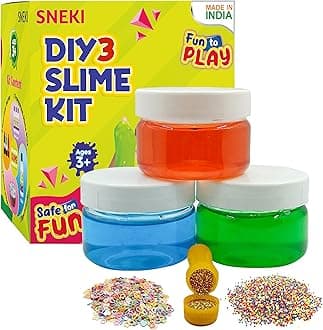 (3 Slime Kit) Non Sticky Crystal Clay Kids Slime Gel Jelly Putty Toy for Kids Educational Creative DIY Toys Stress Relief Sludge Toy Kit for Girls Boys with Glitter Charms Stars Beads Ball Set