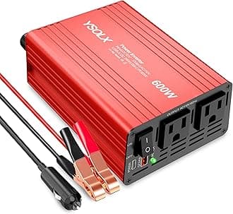 YSOLX 600W Power Inverter, DC 12V to 110V AC Car Inverter with Dual USB C/A F...