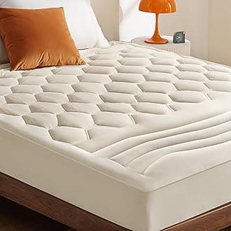 Bedsure Beige King Mattress Pad - Quilted Fitted Mattress Topper Protector with 8-21 Inches Deep Pocket, Noiseless Breathable Bed Cover Padded, Machine Washable, Beige, 78x80 Inches