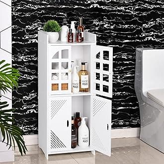 Bathroom Floor Storage Cabinet,Waterproof Bathroom Cabinets,White Storage Unit with Door,Floor Standing Cabinet Unit ,Home Storage Furniture Organizer Unit for Office Living Room Kitchen Entryway