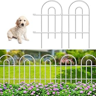 AMAGABELI GARDEN & HOME 25 Panels 24in(H)×35ft(L) Decorative Garden Fences and Borders for Dogs No Dig Rustproof Metal Fence Panel Garden Edging Border Animal Barrier Fencing for Flower Bed Yard White
