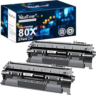 Valuetoner Compatible 80X Toner Cartridge Replacement for HP 80X CF280X 80A CF280A Toner Cartridge High Yield for HP Laserjet Pro M400 401a 401d 401n 401dn M401dw 425dn 425dw Series Printer (2 Black)