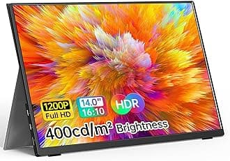 VILVA Portable Monitor 14 Inch FHD 1920 x 1200P USB C HDMI Ultra Thin IPS Travel Display with Smart Cover and Speakers HDR Plug & Play External Monitor for Laptop PC Mobile Phone Mac