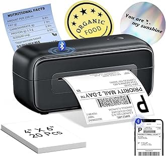 Phomemo Bluetooth Shipping Label Printer 4x6, 2024 Upgrade Desktop Thermal Label Printer for Small Business/Shipping Packages/Office/Home, Widely for Amazon, Ebay, Shopify, Etsy, UPS, FedEx - Black