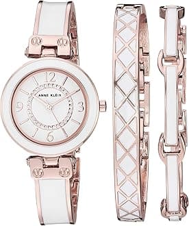 Anne Klein Women's Swarovski Crystal Accented Bangle Watch and Bracelet Set