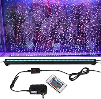 SZMiNiLED 20" Aquarium Light with Air Bubble Hole, 5050 RGB LED Fish Tank Light with 16 Colors and 4 Modes, IP68 Waterproof LED Aquarium Lights with Remote Controller for Fish Tank (52CM)