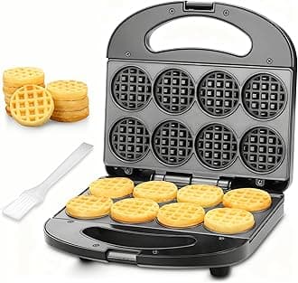 Mini Waffle Maker, Mini Waffle Iron, Waflera Electrica, Small Waffle Maker for Kids, Baby wafflera, Makes 8×2" Tiny Waffle Bites, Non-stick Surface, Ideal for Breakfast, Dessert and Snacks