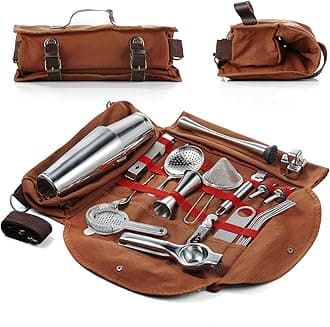 Bartender Kit | 25-Piece Professional Mixology Set with Portable Travel Bag | Stainless Steel Bar Tool Set for Home Cocktail Making, Parties, Camping