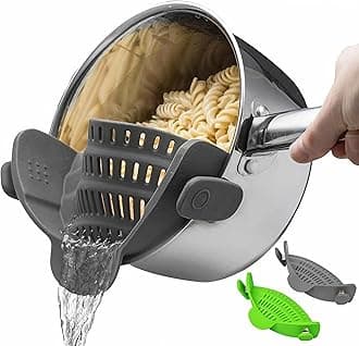 2 Pack Kitchen Gizmo Snap-On Strainer - Silicone Clip-On Strainer for Pots an...