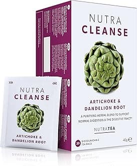 Nutra Tea NUTRACLEANSE - Detox Tea | Colon Cleanse Tea | Constipation Teabags - Full Body Detox Cleanse – Includes Dandelion Root & Burdock Root - 20 Individually Wrapped Bags - Herbal Teas (1 Pack)