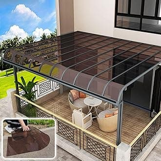 Transparent Polycarbonate Roofing Sheet, Outdoor Patio Greenhouse Panels, UV Rain Protection Rain Pergola Roof Panels, for Patios, Partitions, Etc, Roof(Brown,2X 29.5ft)