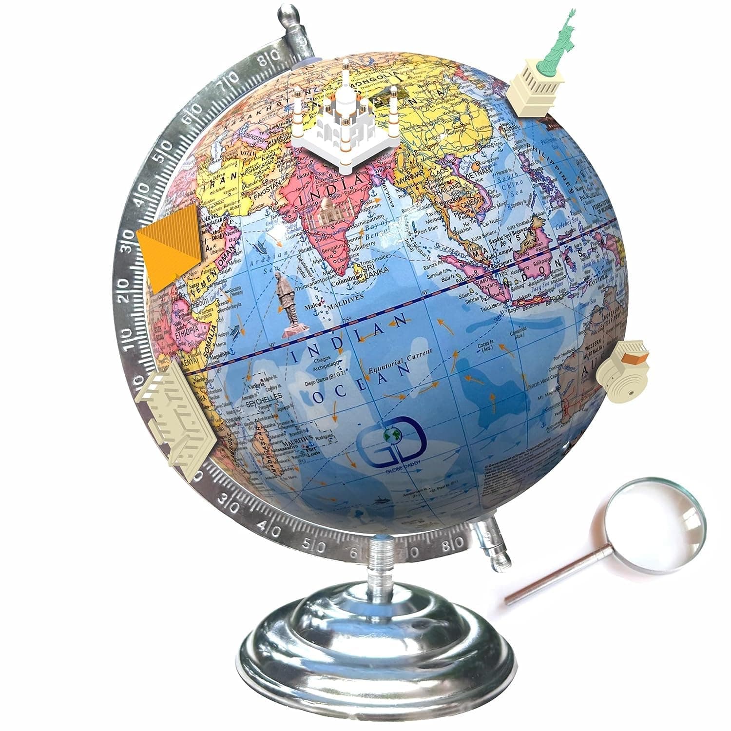 Globe Daddy- Antique/Educational Blue Decorative Rotating World Globe,Globe for Kids and Students Learning 10 Years/Office Table & Home Décor/Festival Gifting(20.cm Diameter,World Map)