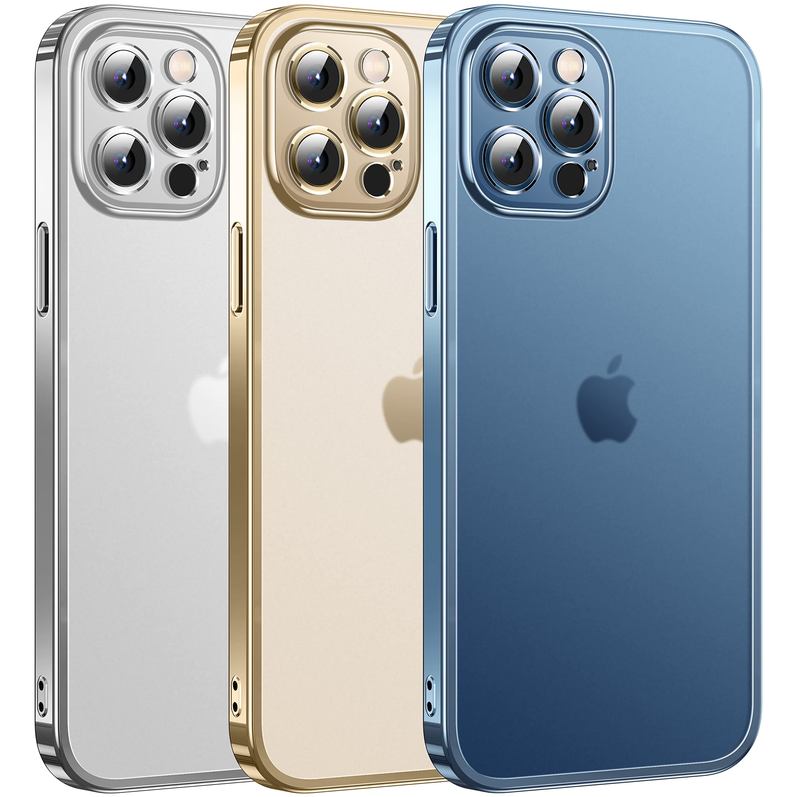 Alphex Invisible Clear Case for iPhone 12 Pro Max [Look as Bare iPhone] [Never Yellowing] 8FT Military Grade Protective Soft Glossy Bumper Matte Slim Women Men Phone Cover 6.7 inch, Pacific Blue