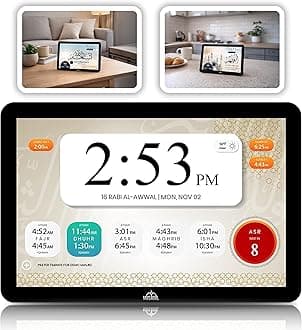 Masjidal 8" Smart WiFi Digital Azan Clock & Islamic Prayer Frame – Automatic Worldwide Prayer & Iqamah Times, Full Quran Player, Athan Alarm, Ramadan Clock, Touchscreen Muslim Home Display, Black