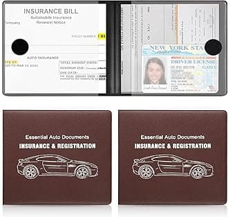UYYE Car Registration and Insurance Card Holder, Vehicle Glove Box Car Organizer, Interior Car Accessories for Documents, Cards, License - 2 Pack