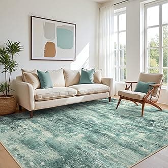 BEIMO Area Rugs 6x9 for Living Room Bedroom, Modern Splash Abstract Machine Washable Rug, Large Soft Low Pile Floor Cover with Non Slip Backing for Dining Room, Teal Green