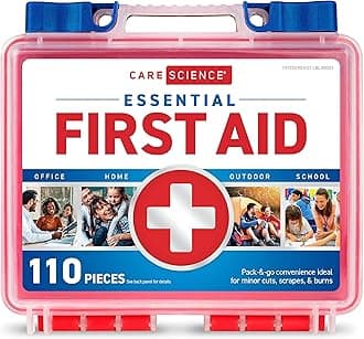 Care Science First Aid Kit, 110 Pieces | Professional Use for Travel, Work, School, Home, Car, Emergency, Survival, Camping, Hiking, and More