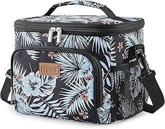Insulated Lunch Bag for Men, Thermal Lunch Box for Women Cool Bag, Reusable Leakproof Lunch Tote Bag with Adjustable Shoulder Strap for Adult for Work/Picnic/Beach, Flower, 9L 12 Can