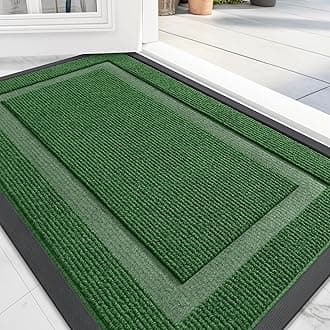 OLANLY Front Door Mat Indoor Outdoor Entrance, Waterproof All-Season, All-Weather Doormat, Sturdy Natural Rubber, Fade Resistant, Low Profile, Easy Clean Patio Porch Entryway Mat, 36x24, Green