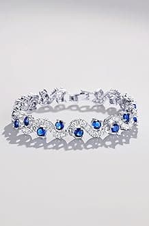 Royal Blue Crystal CZ Silver Plated Stylish Bracelet Gifts for Girls Women(9576b)