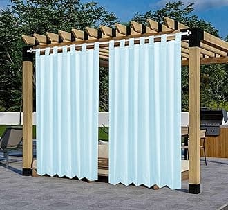 Polyester 300GSM Fabric Waterproof Rain & Sun Blockage Curtains(SkyBlue 4.5 X 11.5 Feet,Pack of 2) with Top Style Loop Used for Door,Balcony,Outdoor & Indoor Area