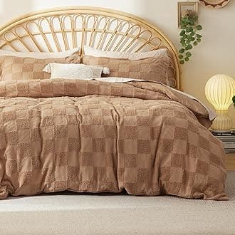 Bedsure Boho Kids Duvet Cover Queen Size（Duvet Insert/Comforter not Included - Checkered Duvet Cover Queenfor All Seasons,Soft Shabby Chic Boho Bedding (Khaki, 90" x 90")