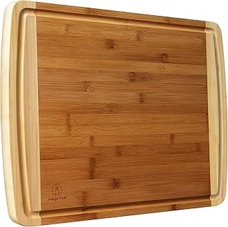 Indigo True Bamboo Cutting Board - Extra Large 17.5" x 13.5" Built-in Deep Drip Juice Groove