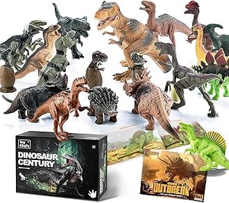 Dinosaur Toys for Toddlers and Kids 3-5 5-7 - Dinosaur Figures 20 Packs Playset with Educational Book, Toy for 3 4 5 6 7 8 Year Old Boys - Plastic Dinosaurs with Dino Eggs Birthday Party Gift