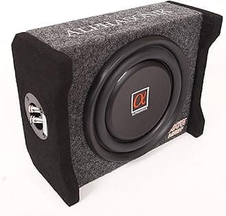 AS8DF 8 inch 600 Watts 4-Ohm Down Fire Shallow Mount Flat Enclosed Sub woofer for Tight Spaces in Cars and Trucks, Slim Thin Loaded Subwoofer Air Tight Sealed Bass Enclosure