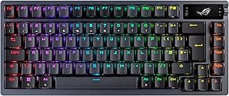 ASUS ROG Azoth 75% Wireless DIY Custom Gaming Keyboard, OLED display, Gasket-Mount, Three-Layer Dampening, Hot-Swappable ROG NX Red Switches & Keyboard Stabilizers, PBT Keycaps, RGB, UK Layout, Black